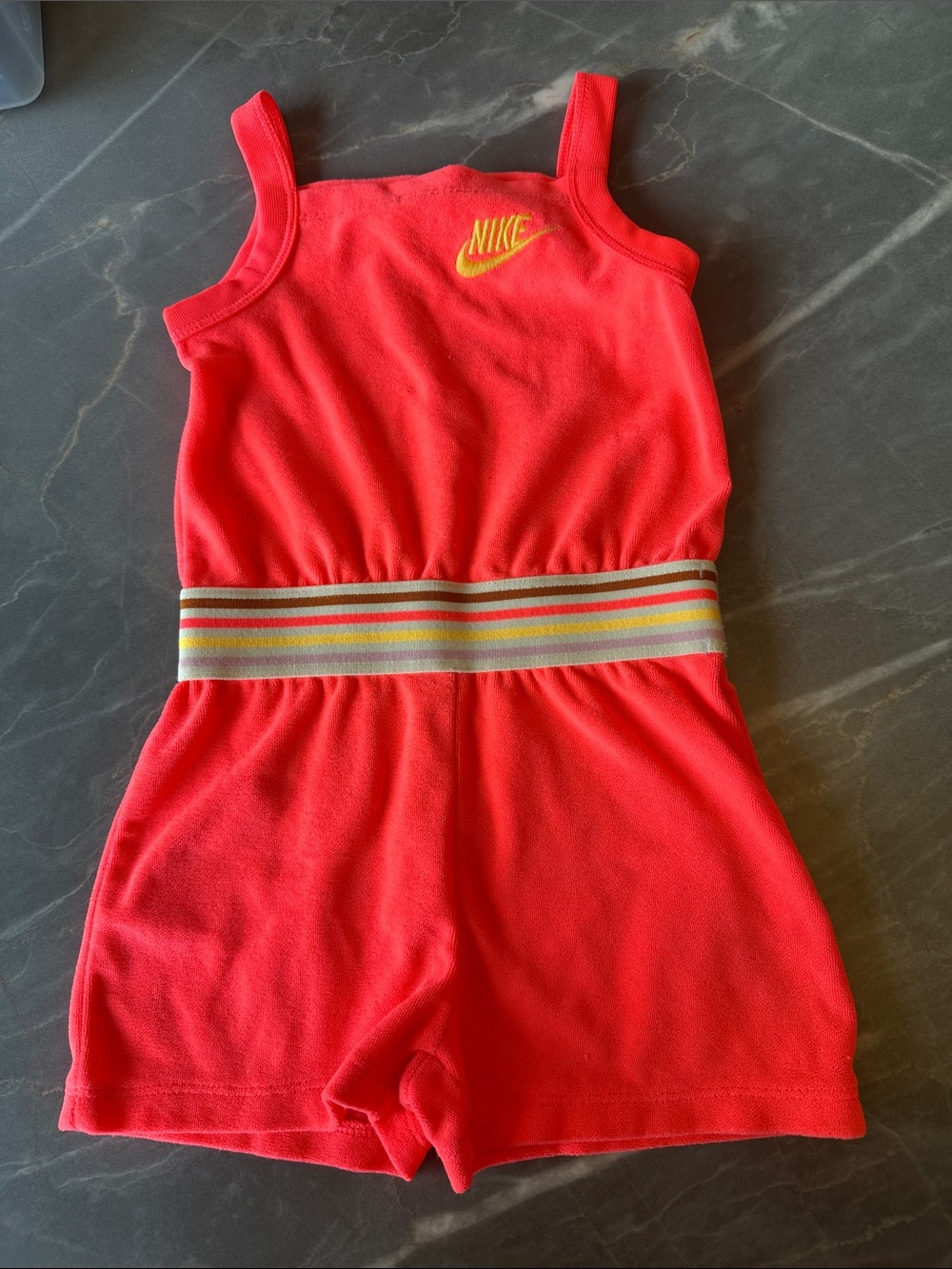 Nike Hot Coral Sleeveless Ribbed-Waist Romper